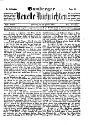 Bamberger neueste Nachrichten Freitag 18. Februar 1870