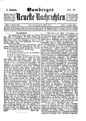 Bamberger neueste Nachrichten Sonntag 27. März 1870