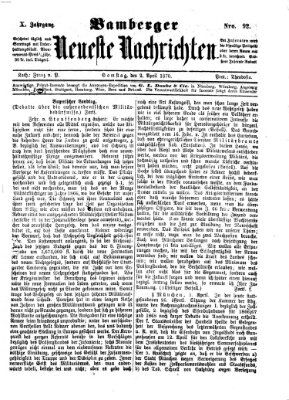 Bamberger neueste Nachrichten Samstag 2. April 1870