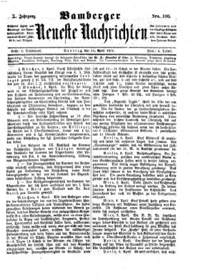 Bamberger neueste Nachrichten Sonntag 10. April 1870