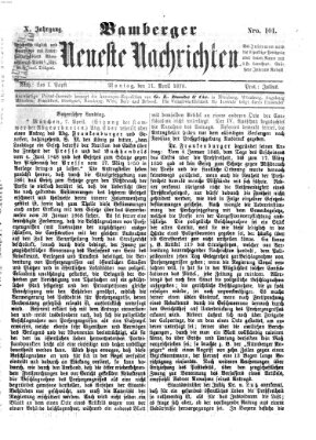 Bamberger neueste Nachrichten Montag 11. April 1870