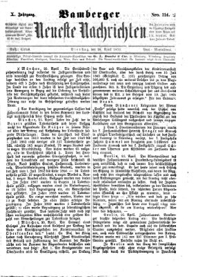 Bamberger neueste Nachrichten Dienstag 26. April 1870