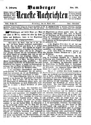Bamberger neueste Nachrichten Samstag 30. April 1870
