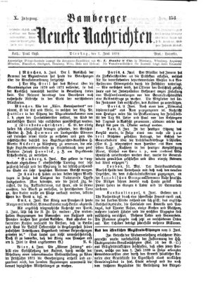 Bamberger neueste Nachrichten Dienstag 7. Juni 1870
