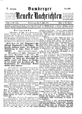 Bamberger neueste Nachrichten Sonntag 17. Juli 1870