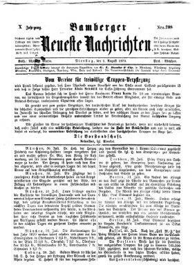 Bamberger neueste Nachrichten Dienstag 2. August 1870