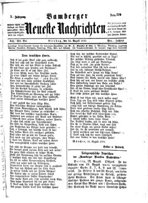 Bamberger neueste Nachrichten Dienstag 23. August 1870