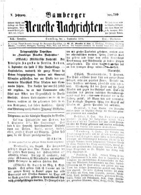 Bamberger neueste Nachrichten Samstag 3. September 1870