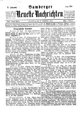 Bamberger neueste Nachrichten Samstag 17. September 1870