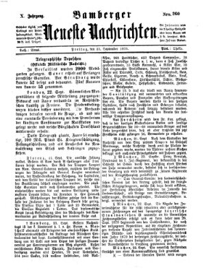 Bamberger neueste Nachrichten Freitag 23. September 1870