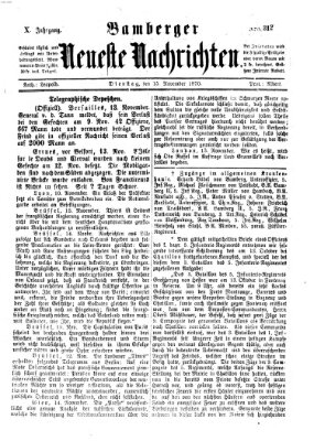 Bamberger neueste Nachrichten Dienstag 15. November 1870