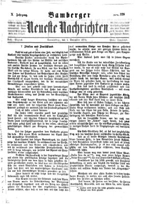 Bamberger neueste Nachrichten Donnerstag 1. Dezember 1870