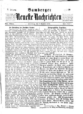 Bamberger neueste Nachrichten Freitag 2. Dezember 1870