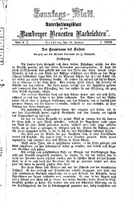 Bamberger neueste Nachrichten. Sonntagsblatt : Unterhaltungs-Beilage zu den "Bamberger neueste Nachrichten" (Bamberger neueste Nachrichten) Sonntag 10. Januar 1869