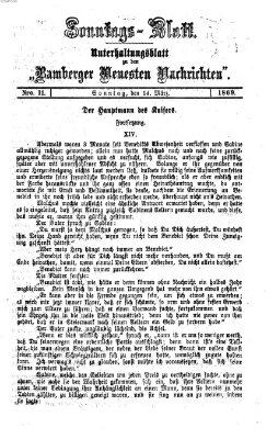 Bamberger neueste Nachrichten. Sonntagsblatt : Unterhaltungs-Beilage zu den "Bamberger neueste Nachrichten" (Bamberger neueste Nachrichten) Sonntag 14. März 1869