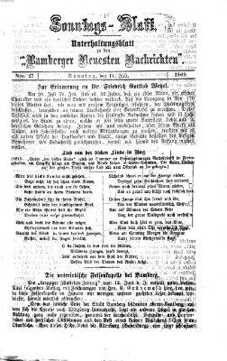 Bamberger neueste Nachrichten. Sonntagsblatt : Unterhaltungs-Beilage zu den "Bamberger neueste Nachrichten" (Bamberger neueste Nachrichten) Sonntag 11. Juli 1869