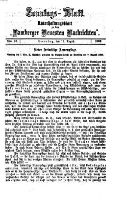 Bamberger neueste Nachrichten. Sonntagsblatt : Unterhaltungs-Beilage zu den "Bamberger neueste Nachrichten" (Bamberger neueste Nachrichten) Sonntag 15. August 1869