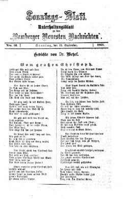 Bamberger neueste Nachrichten. Sonntagsblatt : Unterhaltungs-Beilage zu den "Bamberger neueste Nachrichten" (Bamberger neueste Nachrichten) Sonntag 12. September 1869