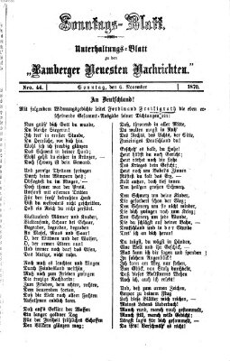 Bamberger neueste Nachrichten. Sonntagsblatt : Unterhaltungs-Beilage zu den "Bamberger neueste Nachrichten" (Bamberger neueste Nachrichten) Mittwoch 9. November 1870