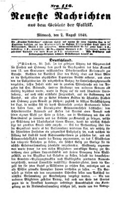 Neueste Nachrichten aus dem Gebiete der Politik (Münchner neueste Nachrichten) Mittwoch 2. August 1848