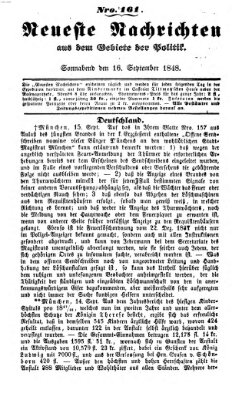 Neueste Nachrichten aus dem Gebiete der Politik (Münchner neueste Nachrichten) Samstag 16. September 1848