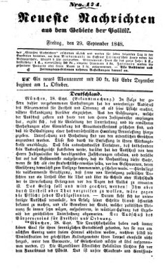 Neueste Nachrichten aus dem Gebiete der Politik (Münchner neueste Nachrichten) Freitag 29. September 1848