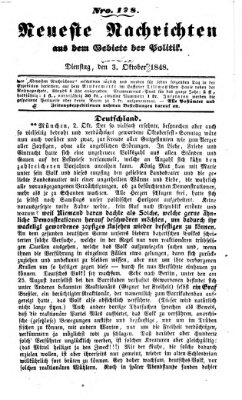 Neueste Nachrichten aus dem Gebiete der Politik (Münchner neueste Nachrichten) Dienstag 3. Oktober 1848