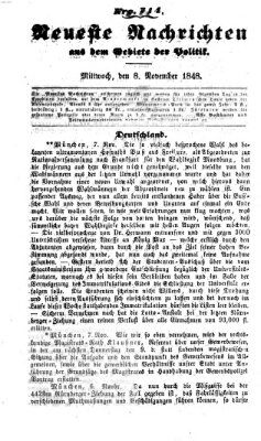 Neueste Nachrichten aus dem Gebiete der Politik (Münchner neueste Nachrichten) Mittwoch 8. November 1848