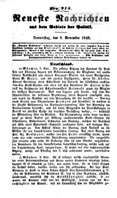 Neueste Nachrichten aus dem Gebiete der Politik (Münchner neueste Nachrichten) Donnerstag 9. November 1848