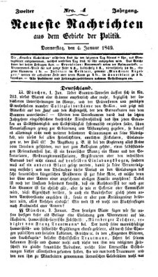 Neueste Nachrichten aus dem Gebiete der Politik (Münchner neueste Nachrichten) Donnerstag 4. Januar 1849