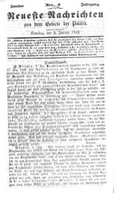 Neueste Nachrichten aus dem Gebiete der Politik (Münchner neueste Nachrichten) Dienstag 9. Januar 1849