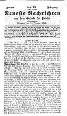 Neueste Nachrichten aus dem Gebiete der Politik (Münchner neueste Nachrichten) Mittwoch 24. Januar 1849