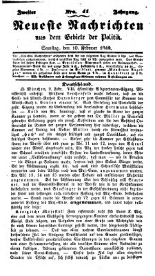 Neueste Nachrichten aus dem Gebiete der Politik (Münchner neueste Nachrichten) Samstag 10. Februar 1849