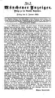 Neueste Nachrichten aus dem Gebiete der Politik (Münchner neueste Nachrichten) Freitag 5. Januar 1849