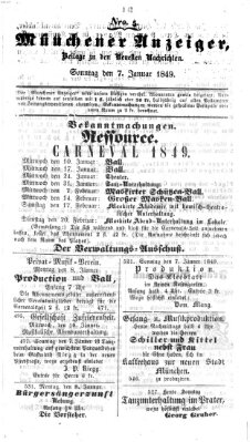 Neueste Nachrichten aus dem Gebiete der Politik (Münchner neueste Nachrichten) Sonntag 7. Januar 1849