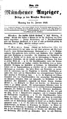 Neueste Nachrichten aus dem Gebiete der Politik (Münchner neueste Nachrichten) Sonntag 21. Januar 1849