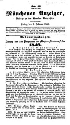 Neueste Nachrichten aus dem Gebiete der Politik (Münchner neueste Nachrichten) Freitag 2. Februar 1849