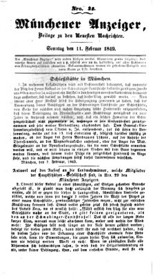 Neueste Nachrichten aus dem Gebiete der Politik (Münchner neueste Nachrichten) Sonntag 11. Februar 1849