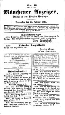 Neueste Nachrichten aus dem Gebiete der Politik (Münchner neueste Nachrichten) Donnerstag 22. Februar 1849