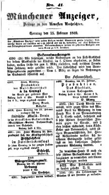 Neueste Nachrichten aus dem Gebiete der Politik (Münchner neueste Nachrichten) Sonntag 25. Februar 1849