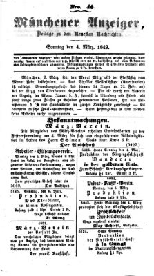 Neueste Nachrichten aus dem Gebiete der Politik (Münchner neueste Nachrichten) Sonntag 4. März 1849