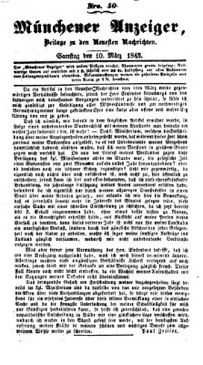 Neueste Nachrichten aus dem Gebiete der Politik (Münchner neueste Nachrichten) Samstag 10. März 1849