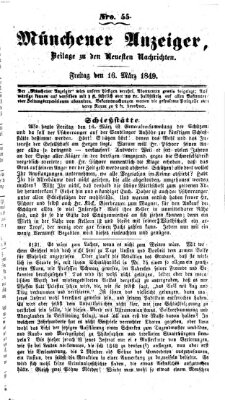 Neueste Nachrichten aus dem Gebiete der Politik (Münchner neueste Nachrichten) Freitag 16. März 1849