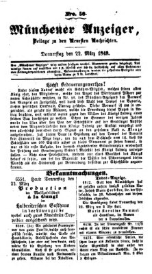 Neueste Nachrichten aus dem Gebiete der Politik (Münchner neueste Nachrichten) Donnerstag 22. März 1849