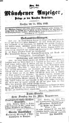 Neueste Nachrichten aus dem Gebiete der Politik (Münchner neueste Nachrichten) Samstag 24. März 1849