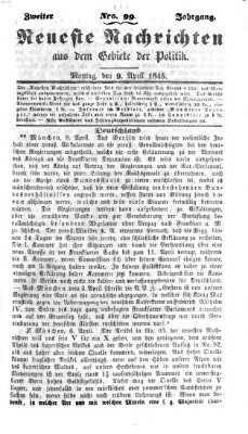 Neueste Nachrichten aus dem Gebiete der Politik (Münchner neueste Nachrichten) Montag 9. April 1849