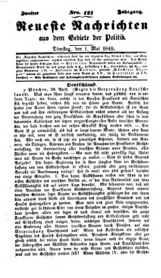 Neueste Nachrichten aus dem Gebiete der Politik (Münchner neueste Nachrichten) Dienstag 1. Mai 1849