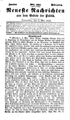 Neueste Nachrichten aus dem Gebiete der Politik (Münchner neueste Nachrichten) Donnerstag 3. Mai 1849