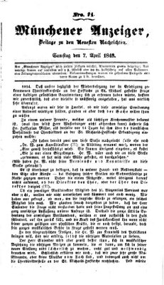 Neueste Nachrichten aus dem Gebiete der Politik (Münchner neueste Nachrichten) Samstag 7. April 1849