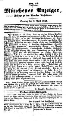 Neueste Nachrichten aus dem Gebiete der Politik (Münchner neueste Nachrichten) Sonntag 8. April 1849